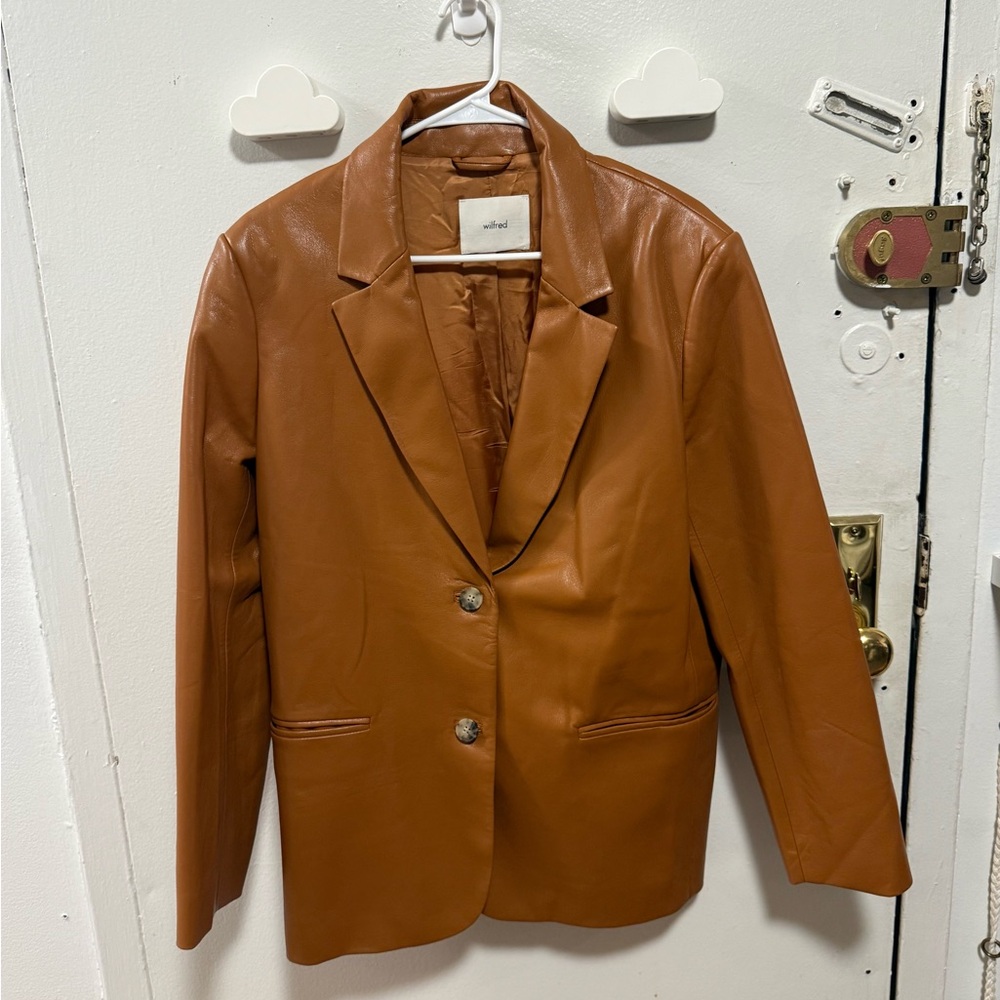 Wilfred Cognac Vegan Leather Blazer